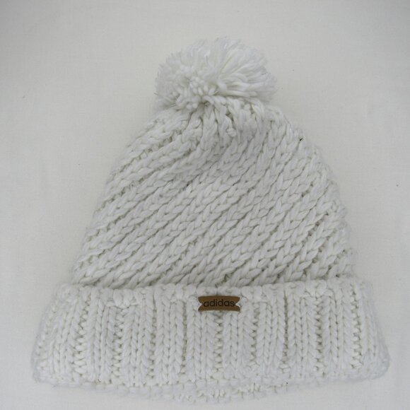 Adidas Cream White knit Acrylic Beanie Hat Adult OS - Picture 1 of 4